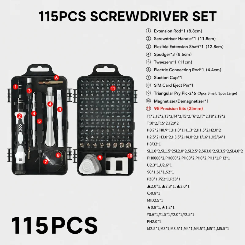 Portable 115in1 Magnetic Screw - огляд і ціна Electronics Repair Manual
